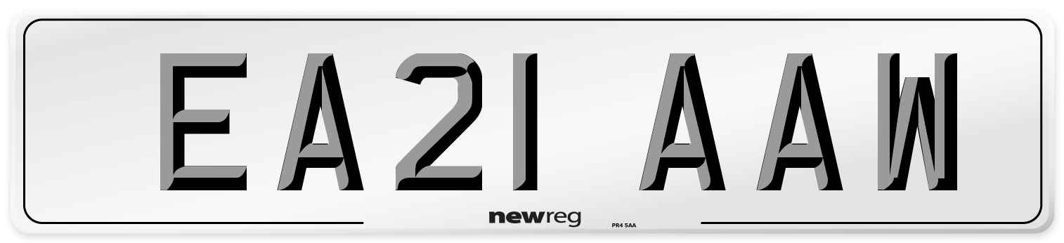 EA21 AAW Number Plate from New Reg